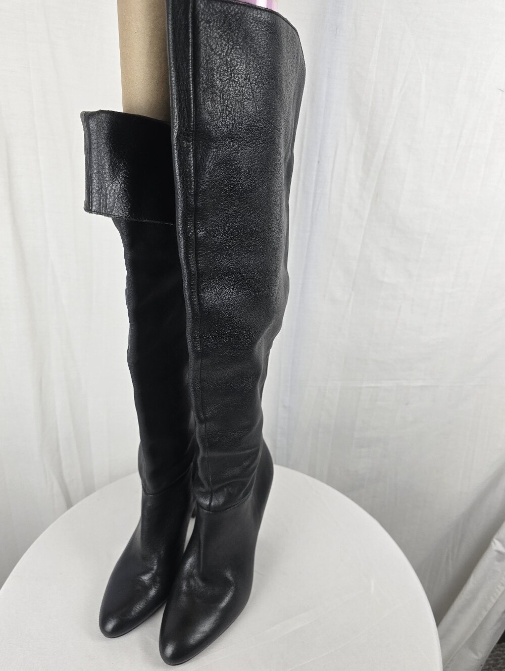 Nine West Catrice Classic Black Faux Leather Over-the-Knee Women's Boots Sz 7M